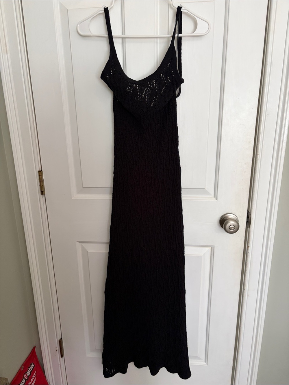 Mango Black Knit Maxi Dress with Spaghetti Straps (see thru)